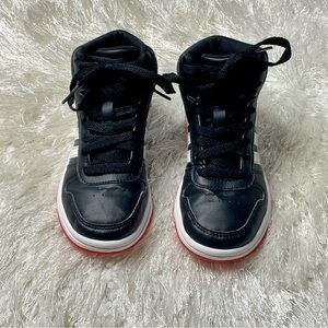 adidas - Hoops 2.0 Mid Shoes Black White - Youth 13